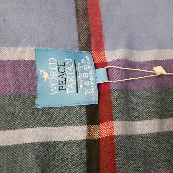 💥LAST CHANCE💥 World Peace Tartan 100% Cotton Scarf - Picture 2 of 2